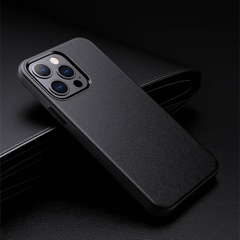 Apple iPhone 14 Pro Max Kılıf M-safe Şarj Özellikli PU Deri Zore Adora Kapak Siyah
