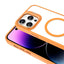 Apple iPhone 14 Pro Max Kılıf M-safe Şarj Özellikli Standlı Zore M-safe Klon Lensli Kapak Turuncu