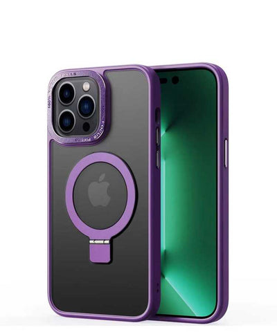 Apple iPhone 14 Pro Max Kılıf M-safe Wireless Şarj Özellikli Standlı Zore Ting Kapak Derin Mor