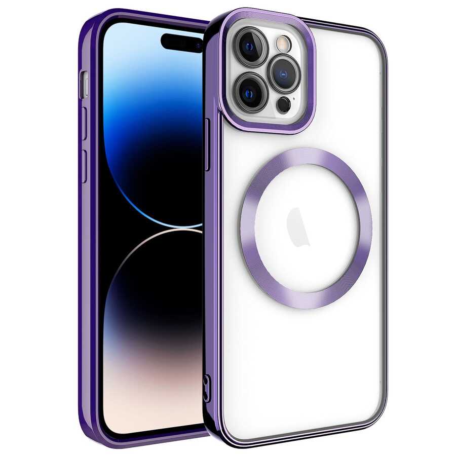 Apple iPhone 14 Pro Max Kılıf M-safe Wireless Şarj Özellikli Zore Setro Silikon Mavi