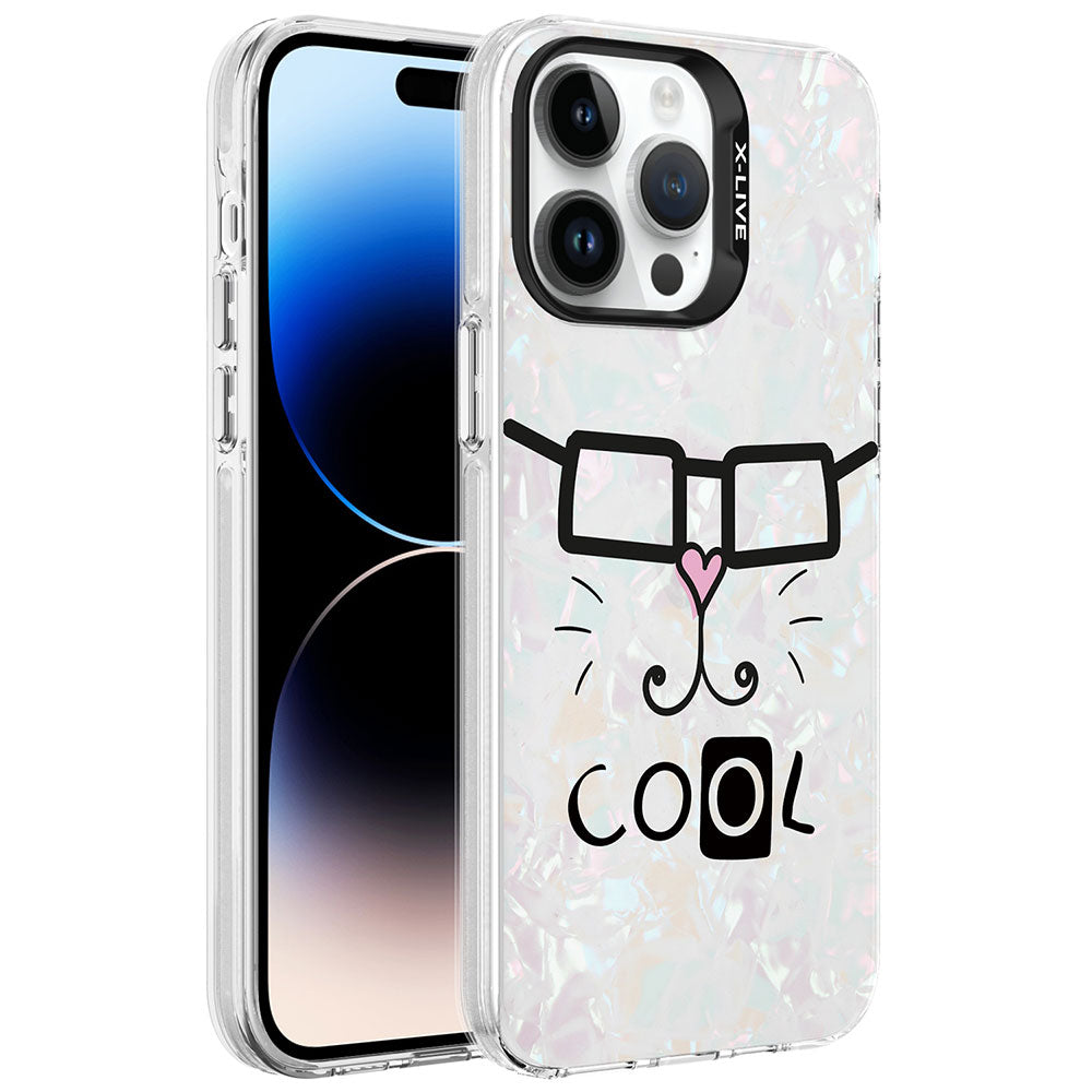 Apple iPhone 14 Pro Max Kılıf Mermer Desenli Zore Marbello Kapak Beyaz