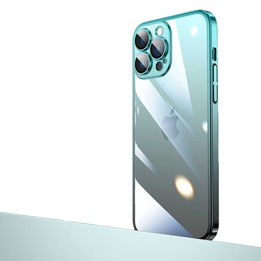 Apple iPhone 14 Pro Max Kılıf Parlak Renk Geçişli Kamera Korumalı Zore Senkron Kapak Mavi-Siyah
