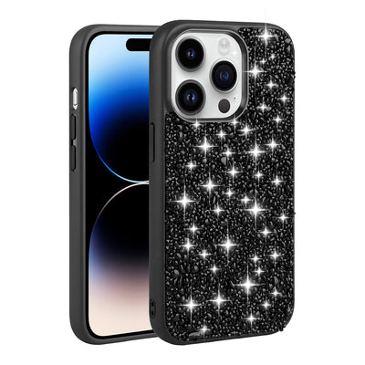 Apple iPhone 14 Pro Max Kılıf Parlak Taşlı Tasarım Zore Linea Kapak Siyah