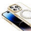 Apple iPhone 14 Pro Max Kılıf Pırlanta Taş Tasarımlı M-safe Şarj Özellikli Zore Karetta Silikon Kapak Gümüş