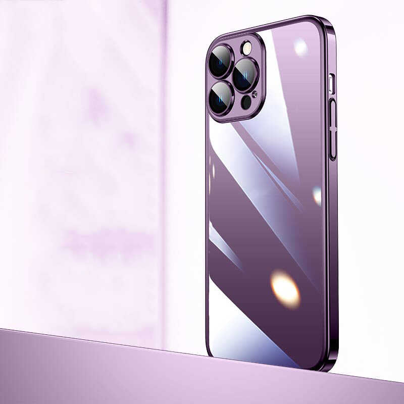 Apple iPhone 14 Pro Max Kılıf Sert PC Renkli Çerçeveli Zore Riksos Kapak Gold