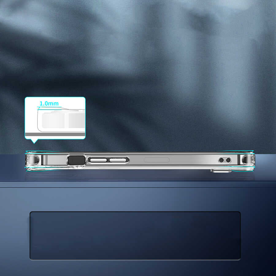 Apple iPhone 14 Pro Max Kılıf Standlı Şeffaf Silikon Zore L-Stand Kapak Renksiz