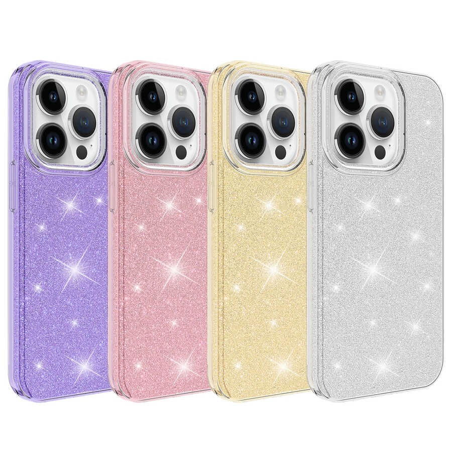 Apple iPhone 14 Pro Max Kılıf Zore Shining Silikon Gümüş