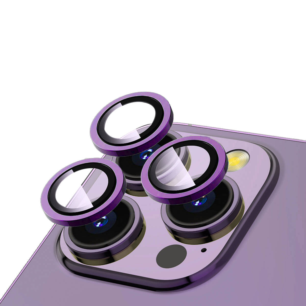 Apple iPhone 14 Pro Zore CL-12 Premium Safir Parmak İzi Bırakmayan Anti-Reflective Kamera Lens Koruyucu Mor