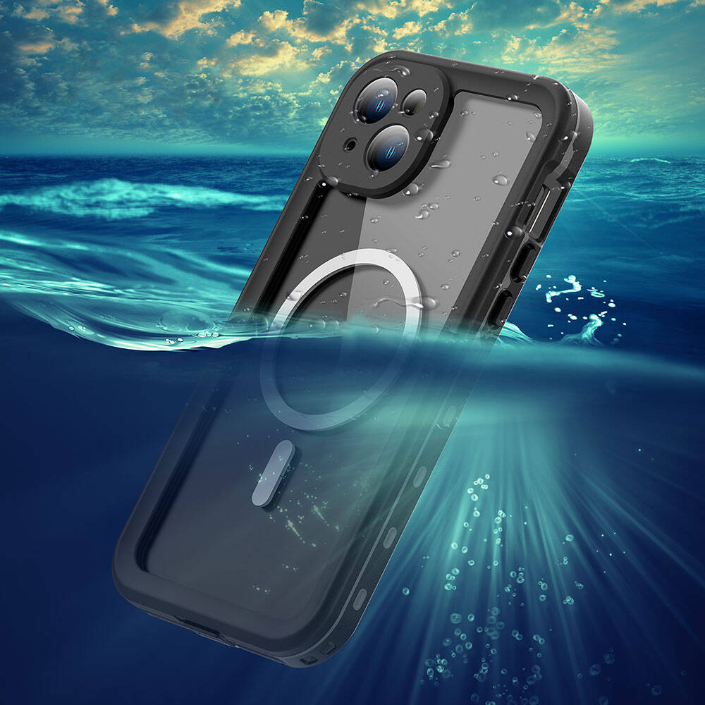Apple iPhone 15 Kılıf 1-1 Su Geçirmez Kılıf Siyah