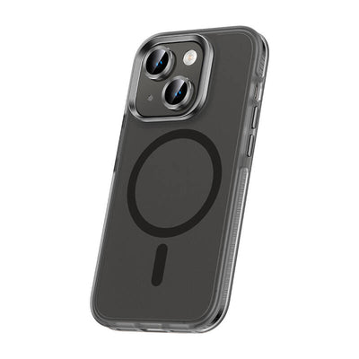 Apple iPhone 15 Kılıf Airbagli M-safe Wireless Şarj Özellikli Lens Koruyuculu Zore Klaptika Kapak Siyah