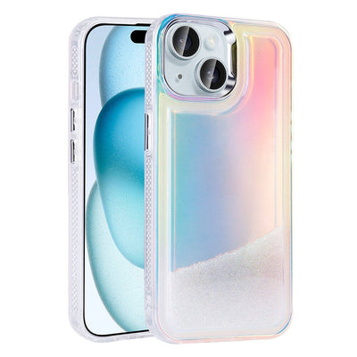 Apple iPhone 15 Kılıf Airbagli Renkli Arka Yüzey Boncuk Tasarımlı Zore Kumul Kapak Mor