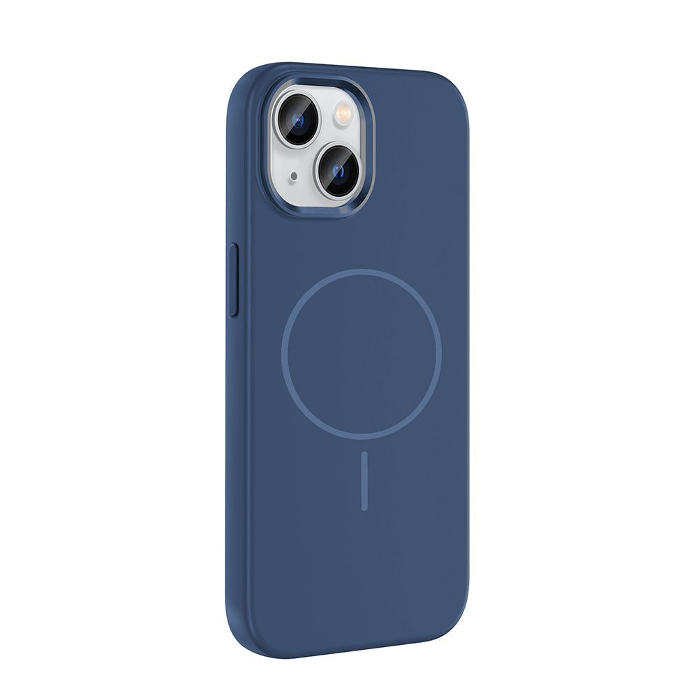 Apple iPhone 15 Kılıf M-Safe Şarj Özellikli Metal Kamera Çerçeveli Zore Edi Silikon Kapak Turuncu