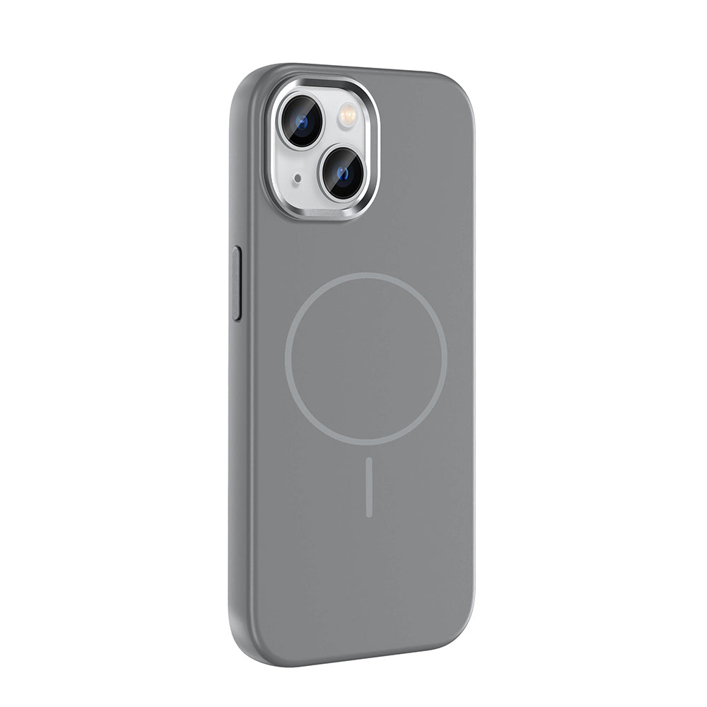 Apple iPhone 15 Kılıf M-Safe Şarj Özellikli Metal Kamera Çerçeveli Zore Edi Silikon Kapak Lacivert