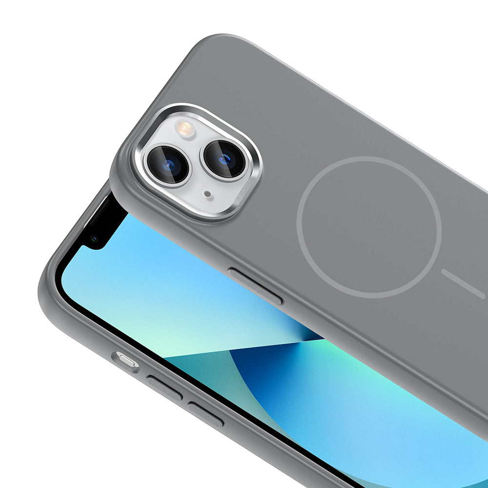 Apple iPhone 15 Kılıf M-Safe Şarj Özellikli Metal Kamera Çerçeveli Zore Edi Silikon Kapak Rose Gold