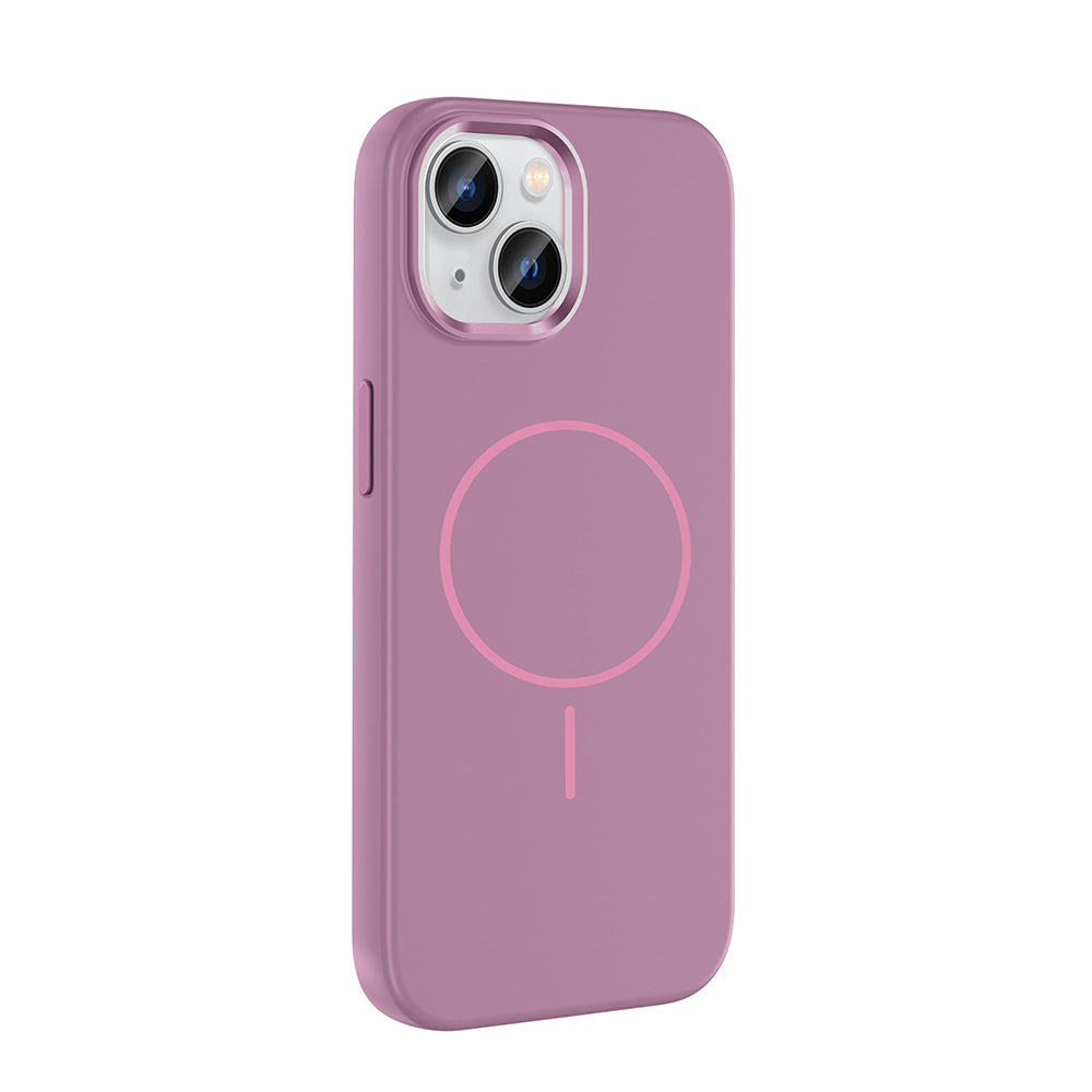 Apple iPhone 15 Kılıf M-Safe Şarj Özellikli Metal Kamera Çerçeveli Zore Edi Silikon Kapak Turuncu