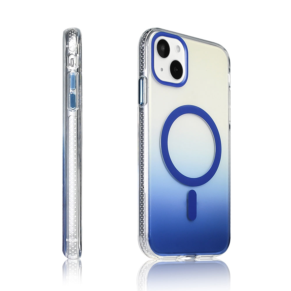 Apple iPhone 15 Kılıf M-safe Şarj Özellikli Transparan Renk Geçişli Zore Toros Kapak Rose Pembe