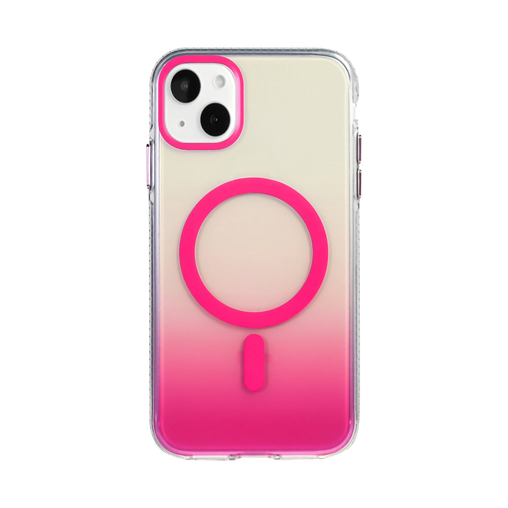 Apple iPhone 15 Kılıf M-safe Şarj Özellikli Transparan Renk Geçişli Zore Toros Kapak Rose Gold