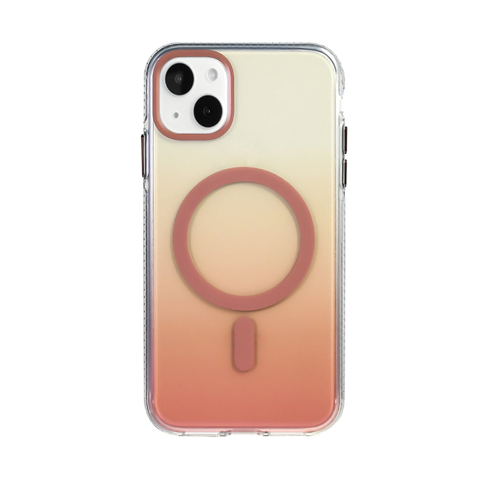 Apple iPhone 15 Kılıf M-safe Şarj Özellikli Transparan Renk Geçişli Zore Toros Kapak Rose Gold