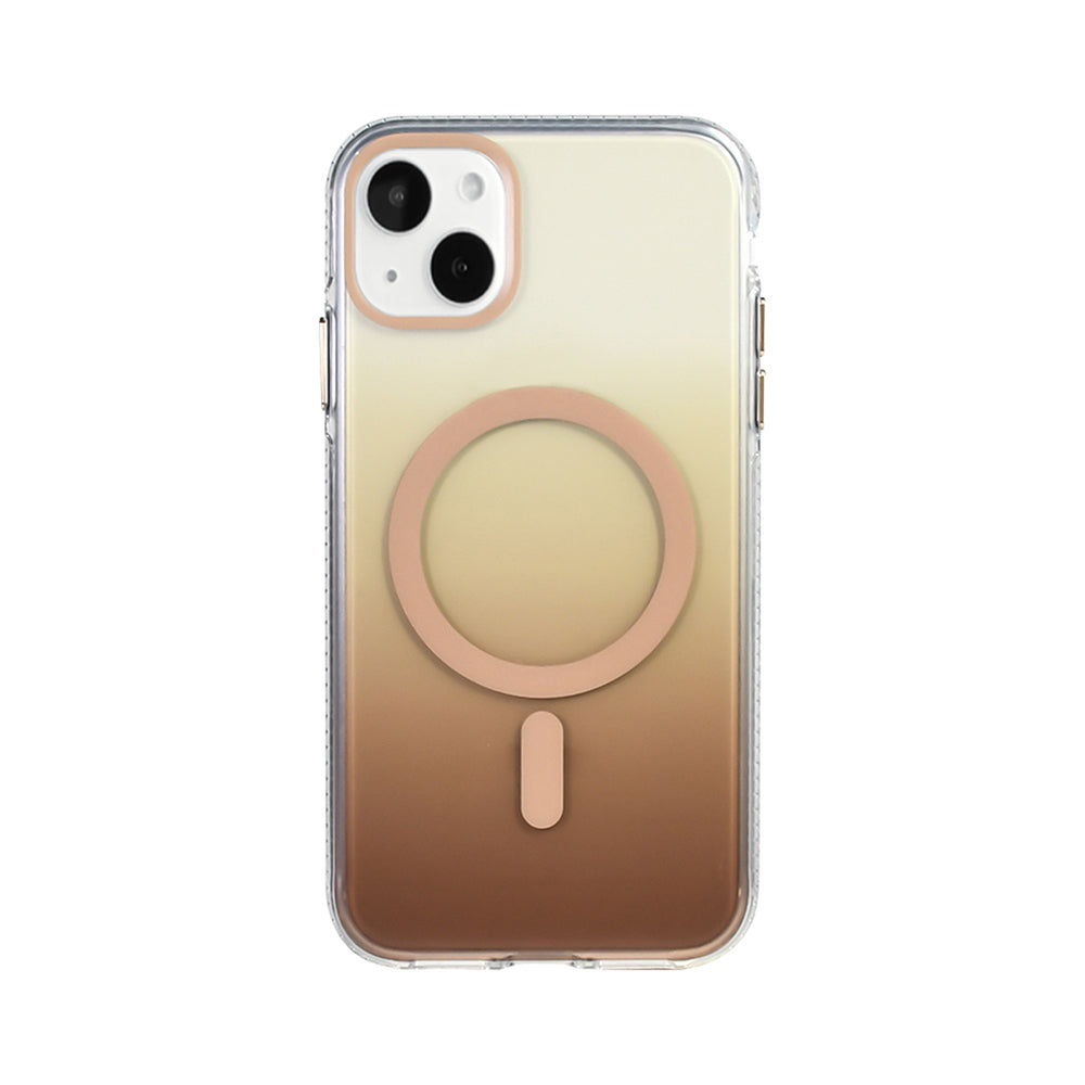 Apple iPhone 15 Kılıf M-safe Şarj Özellikli Transparan Renk Geçişli Zore Toros Kapak Rose Gold