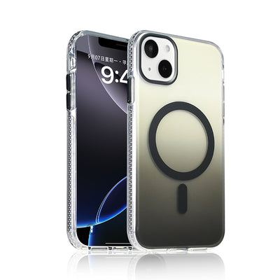 Apple iPhone 15 Kılıf M-safe Şarj Özellikli Transparan Renk Geçişli Zore Toros Kapak Siyah