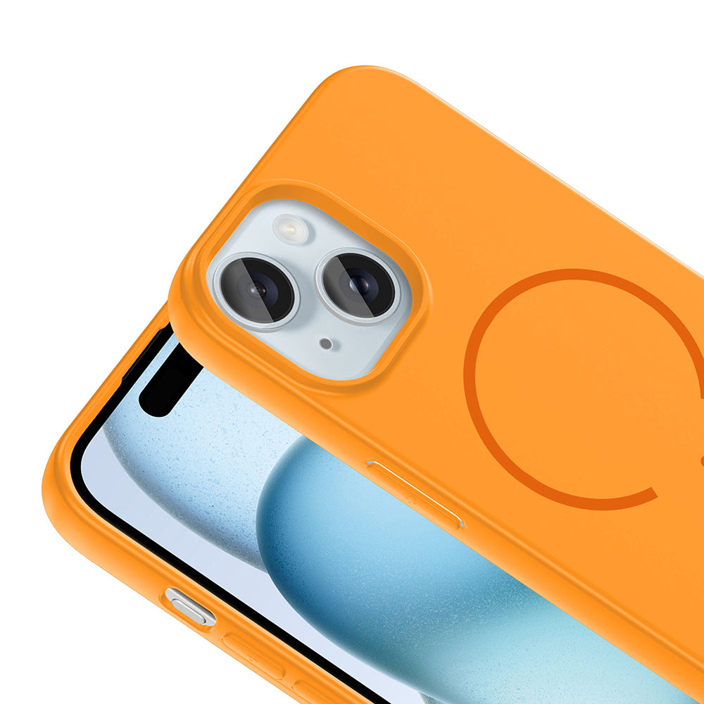 Apple iPhone 15 Kılıf M-safe Şarj Özellikli Zore Meta Kapak Rose Pembe