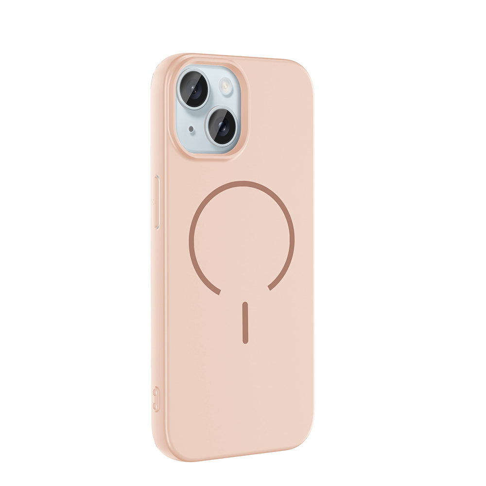 Apple iPhone 15 Kılıf M-safe Şarj Özellikli Zore Meta Kapak Turuncu