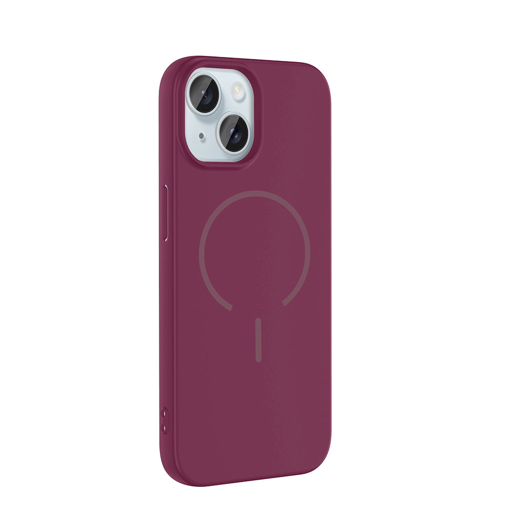 Apple iPhone 15 Kılıf M-safe Şarj Özellikli Zore Meta Kapak Rose Pembe