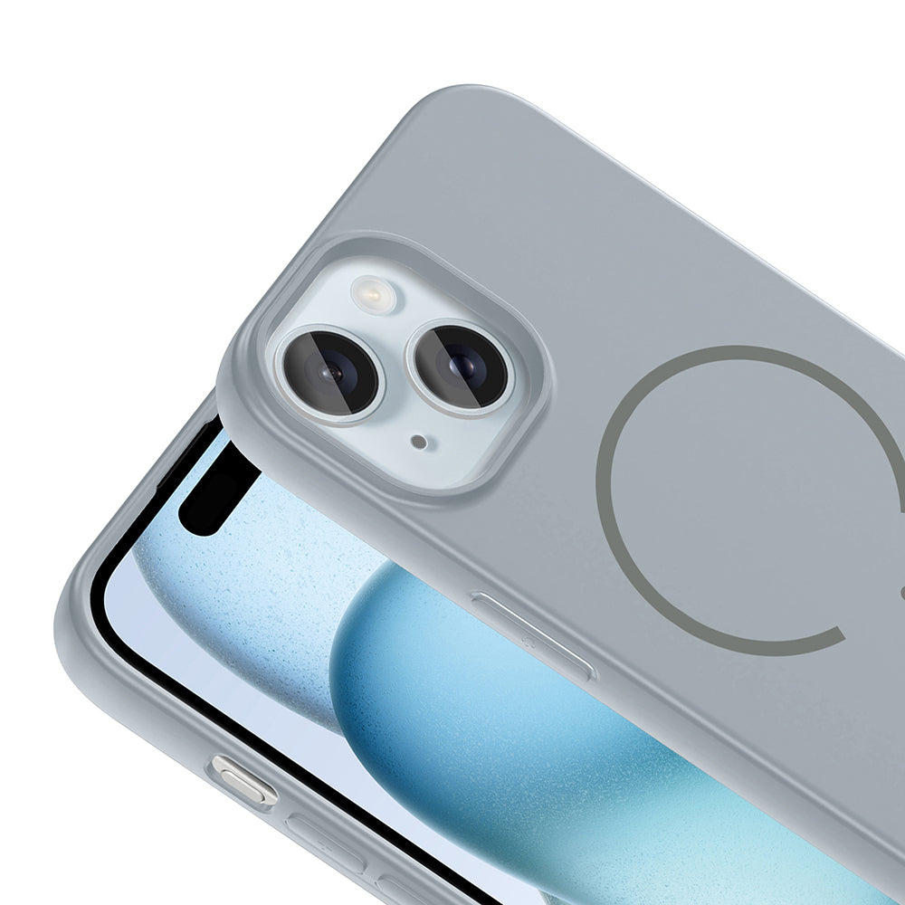 Apple iPhone 15 Kılıf M-safe Şarj Özellikli Zore Meta Kapak Mürdüm