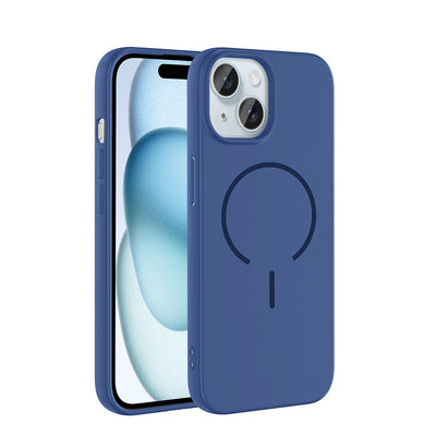 Apple iPhone 15 Kılıf M-safe Şarj Özellikli Zore Meta Kapak Lacivert