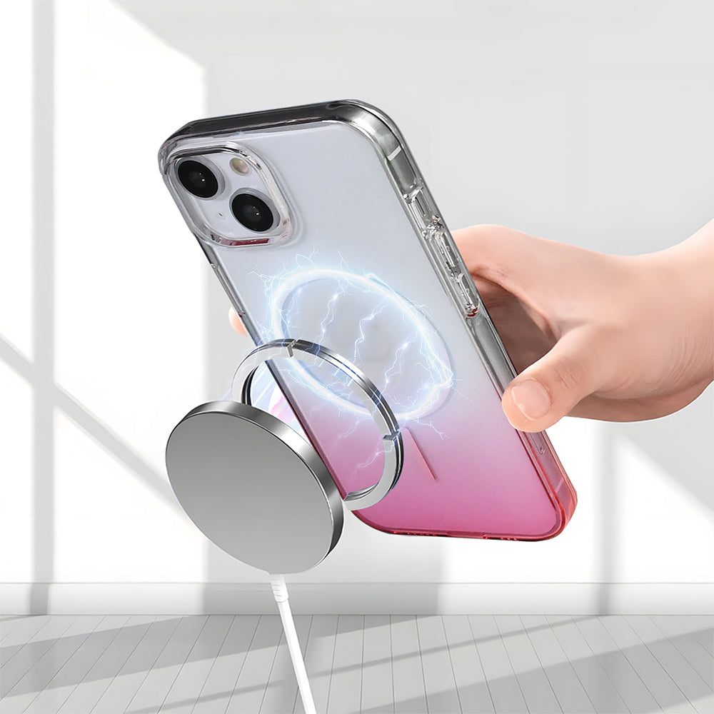 Apple iPhone 15 Kılıf M-Safe Şarj Özellikli Zore Septik Silikon Kapak Turuncu