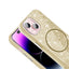 Apple iPhone 15 Kılıf M-safe Şarj Özellikli Parlayan Simli Zore Okso Kapak Gold