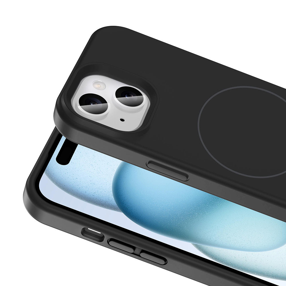 Apple iPhone 15 Kılıf M-safe Şarj Özellikli Sıvı Teknolojili Silinebilir Sert Zore Kivi Kapak Titanyum-Gri