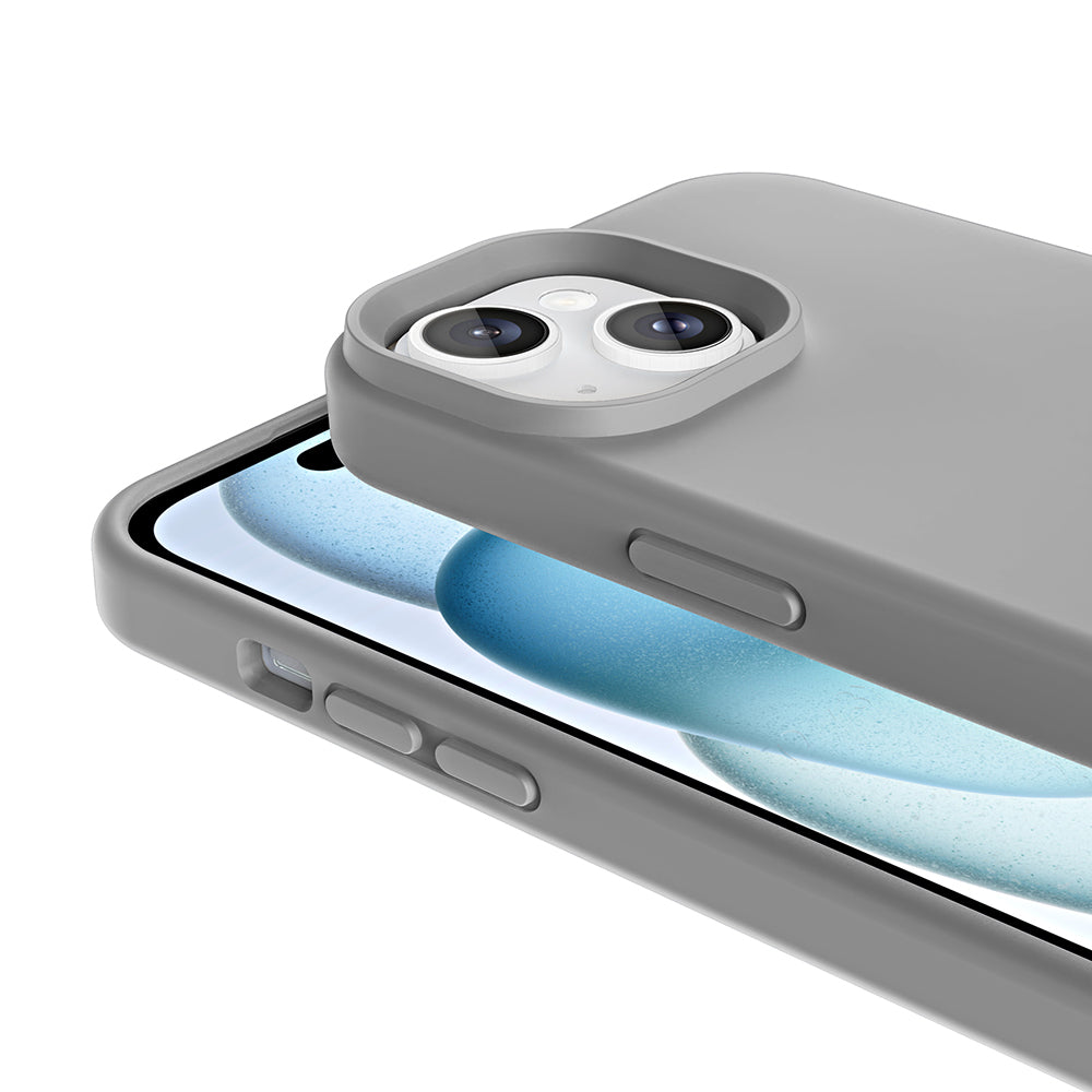 Apple iPhone 15 Kılıf M-safe Şarj Özellikli Sıvı Teknolojili Silinebilir Sert Zore Kivi Kapak Titanyum-Gri