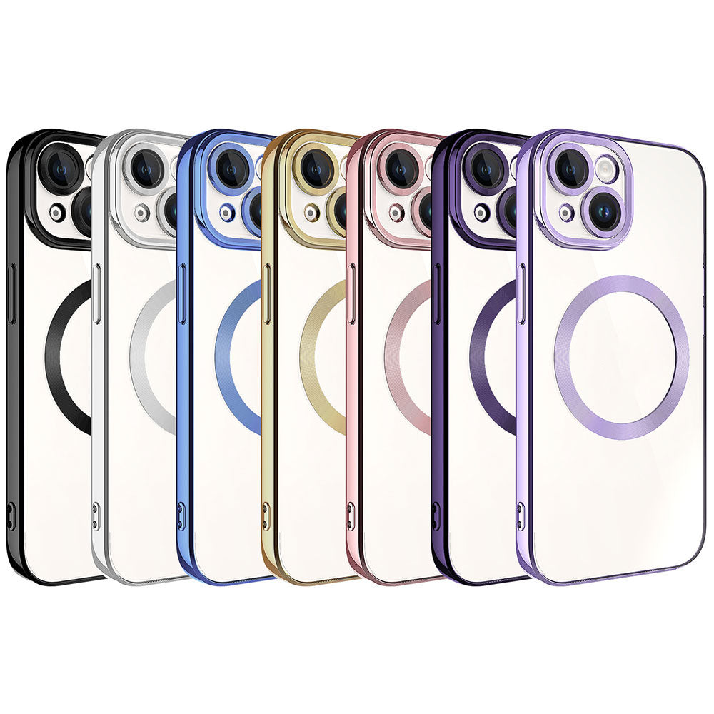 Apple iPhone 15 Kılıf M-safe Wireless Şarj Özellikli Zore Setro Silikon Gold
