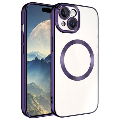 Apple iPhone 15 Kılıf M-safe Wireless Şarj Özellikli Zore Setro Silikon Derin Mor