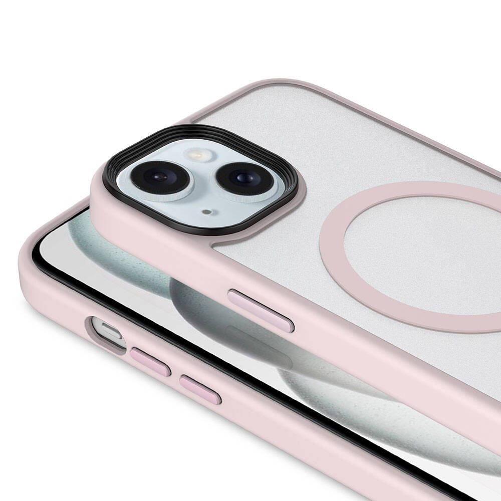 Apple iPhone 15 Kılıf Mat Arka Yüzey Wireless Şarj Özellikli Zore Flet M-safe Kapak Siyah