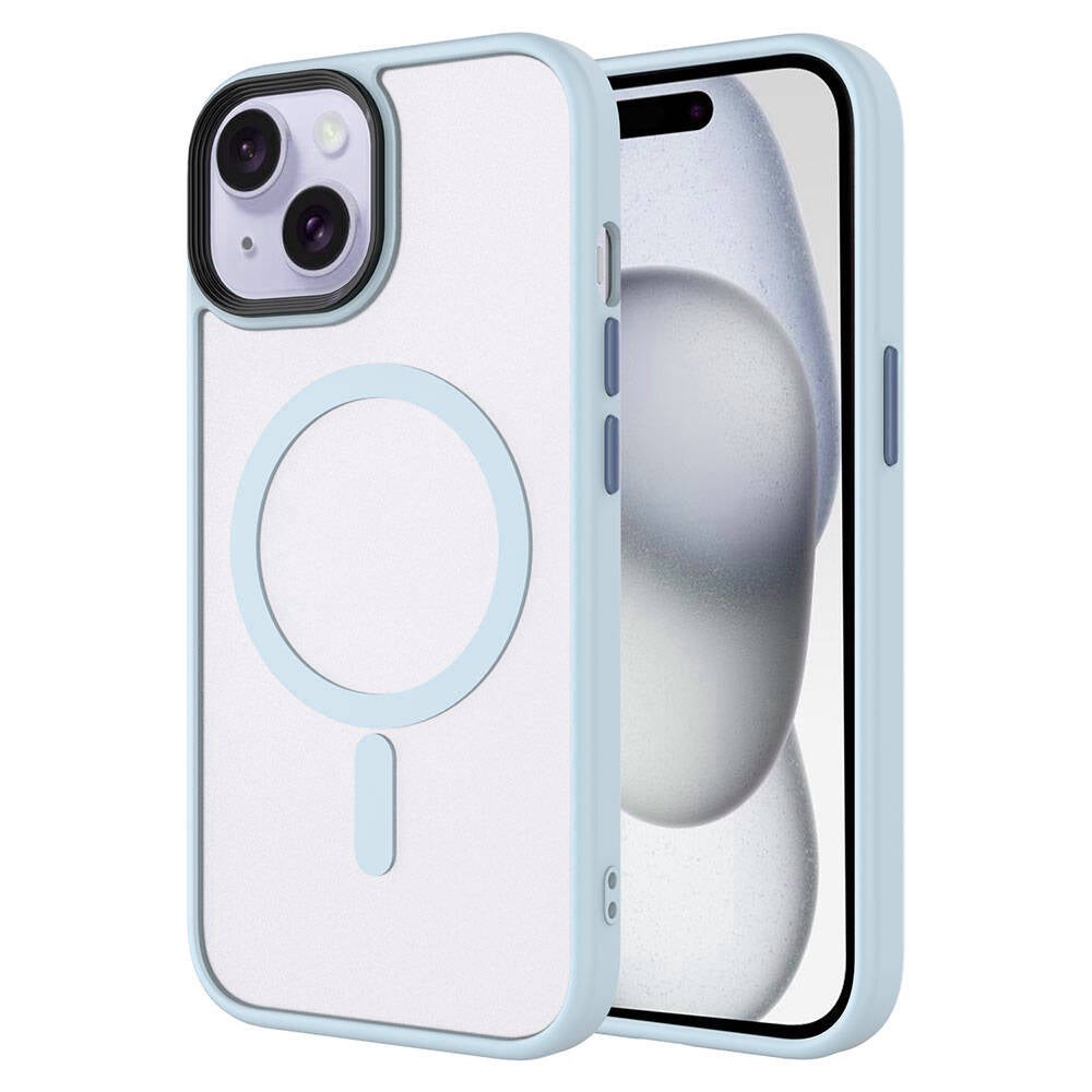 Apple iPhone 15 Kılıf Mat Arka Yüzey Wireless Şarj Özellikli Zore Flet M-safe Kapak Pembe