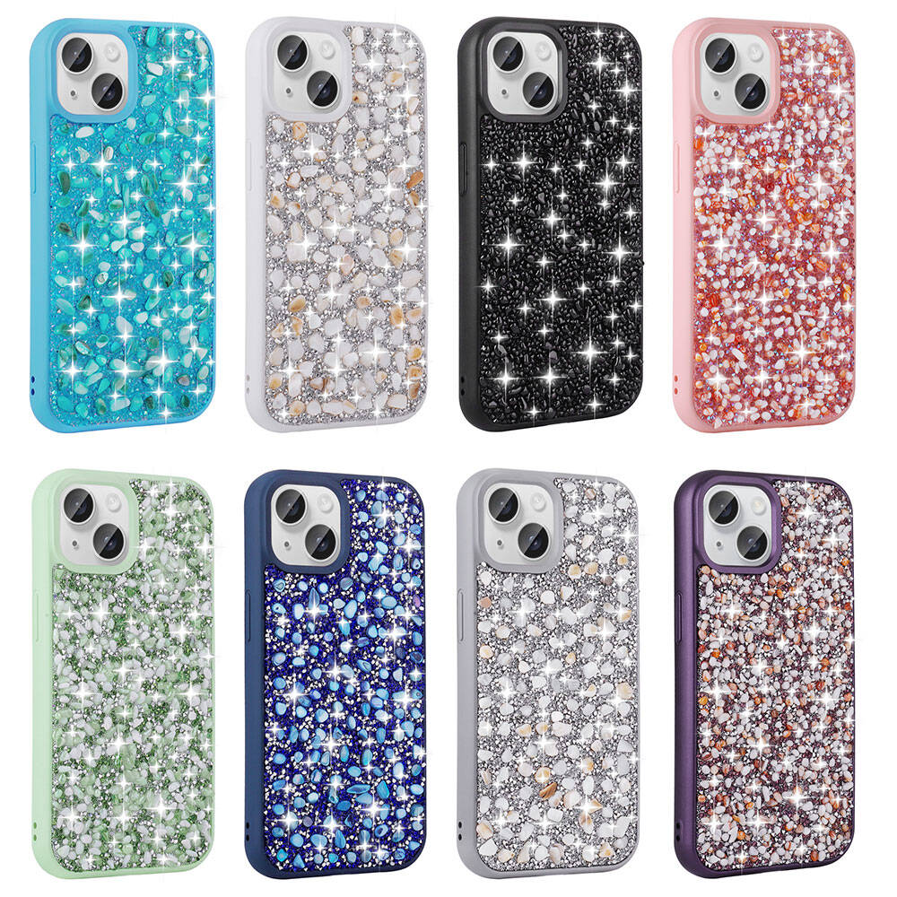 Apple iPhone 15 Kılıf Parlak Taşlı Tasarım Zore Linea Diamond Kapak Gümüş