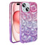 Apple iPhone 15 Kılıf Simli 3D Desenli Zore Hacar Kapak Pembe-Mor