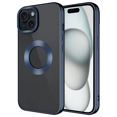 Apple iPhone 15 Kılıf Tek Kamera Çerçeveli Logo Gösteren Zore Omega Kapak Lacivert