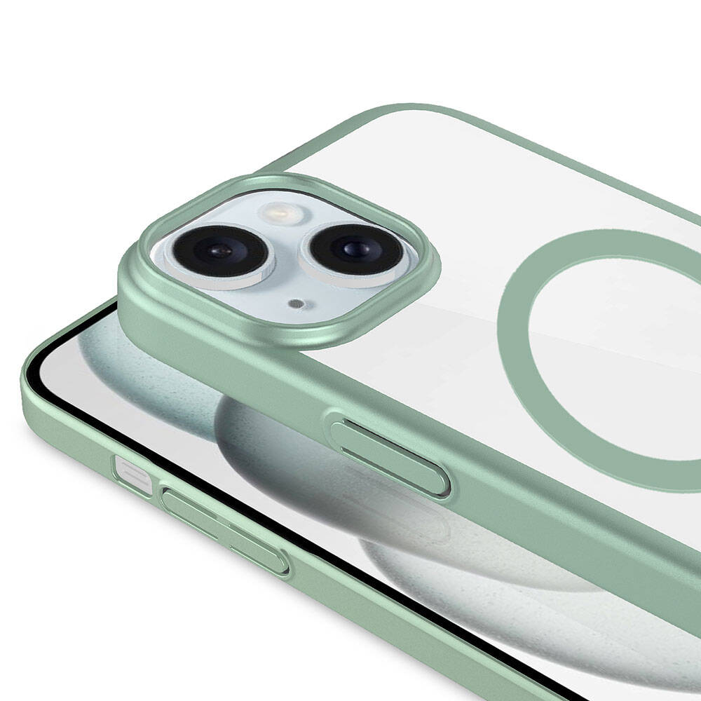 Apple iPhone 15 Kılıf Wireless Şarj Özellikli Sert PC Zore Mat Riksos M-safe Kapak Siyah