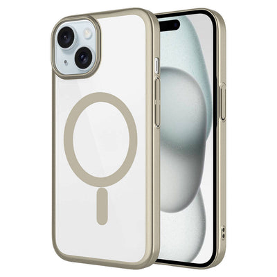 Apple iPhone 15 Kılıf Wireless Şarj Özellikli Sert PC Zore Mat Riksos M-safe Kapak Sarı