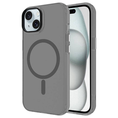 Apple iPhone 15 Kılıf Zore M-safe Şarj Özellikli Buzlu Transparan C-Pro Sert Kapak Lacivert