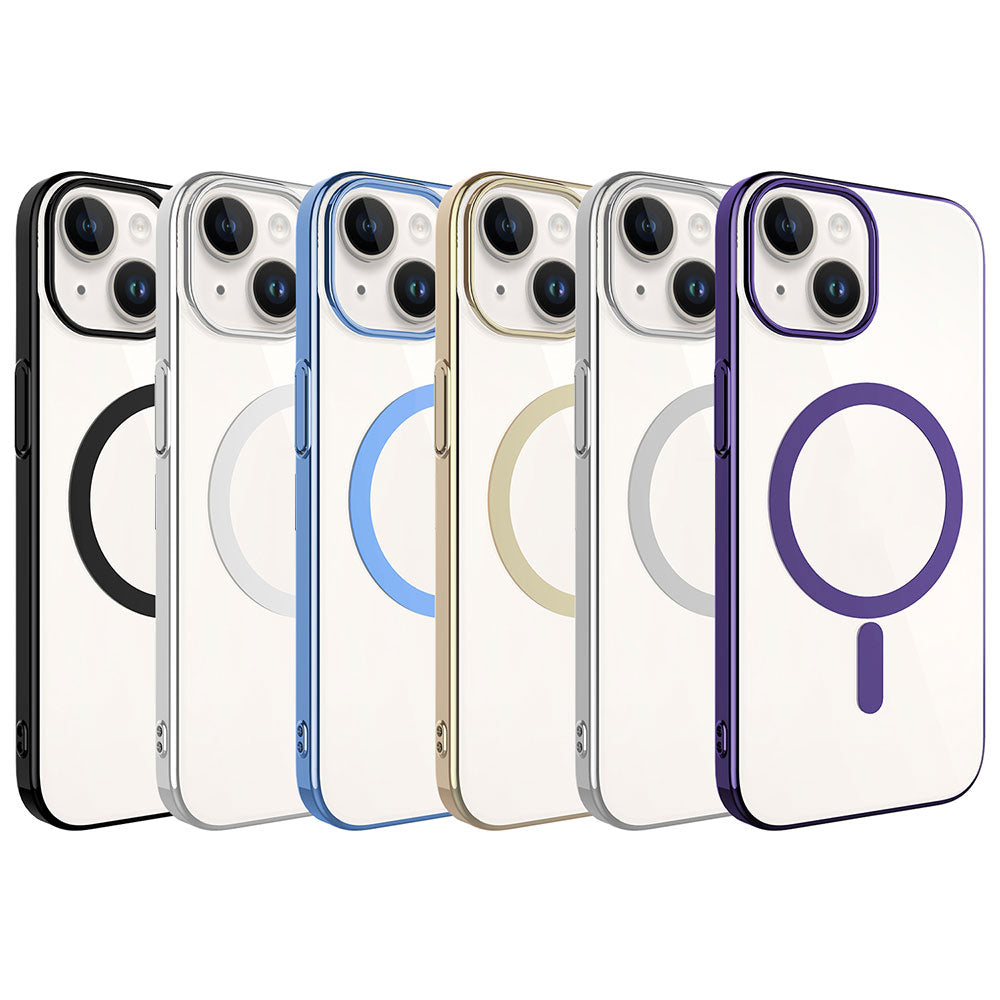 Apple iPhone 15 Kılıf Zore Wireless Şarj Özellikli Pixel M-safe Kapak Gümüş