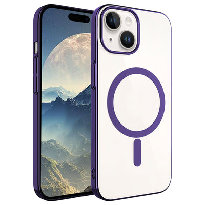 Apple iPhone 15 Kılıf Zore Wireless Şarj Özellikli Pixel M-safe Kapak Derin Mor