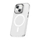 Apple iPhone 15 Plus Kılıf Airbagli M-safe Wireless Şarj Özellikli Lens Koruyuculu Zore Klaptika Kapak Renksiz
