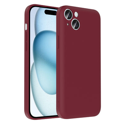 Apple iPhone 15 Plus Kılıf Kamera Korumalı Kartlık Hazneli Zore Vitra Kapak Mürdüm