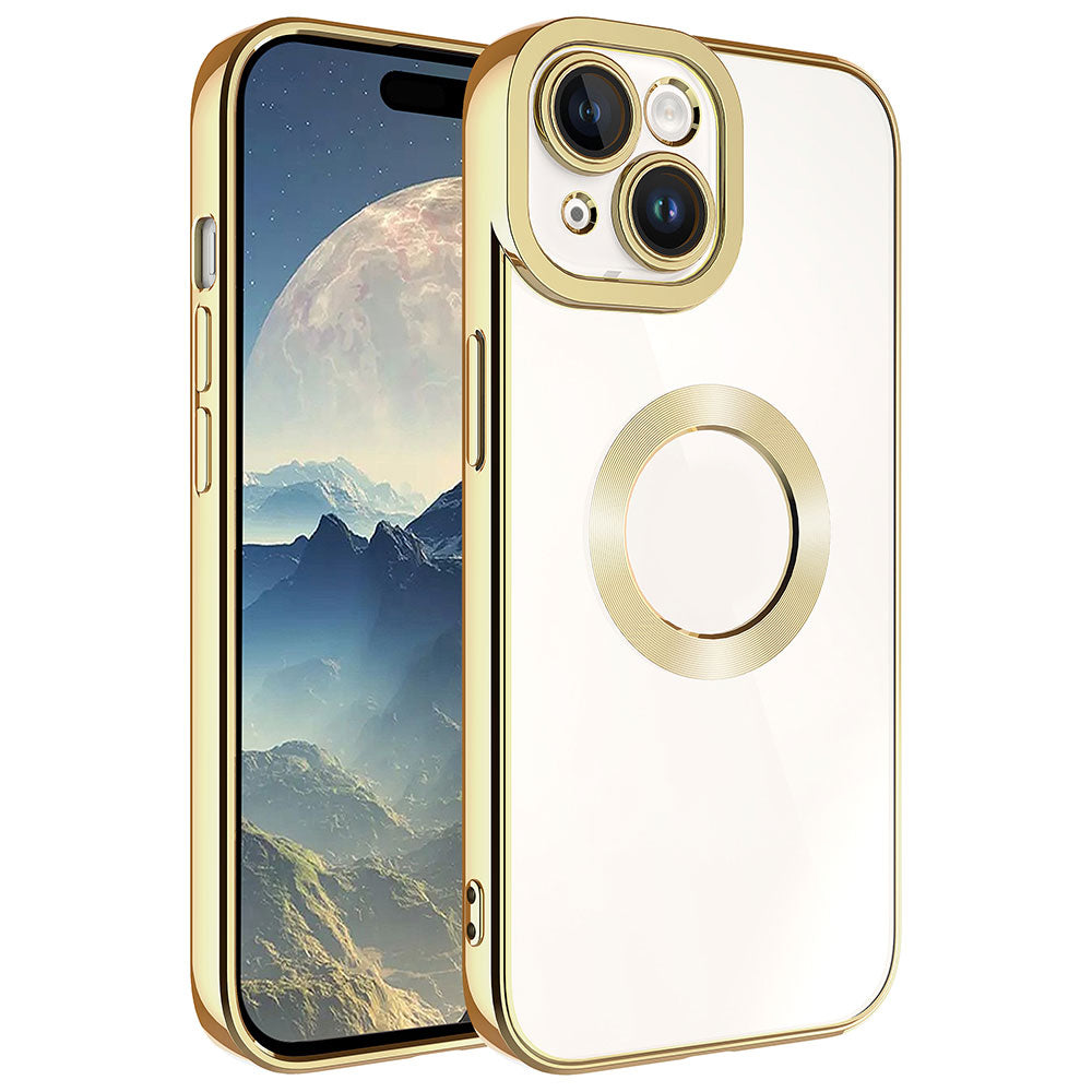 Apple iPhone 15 Plus Kılıf Kamera Korumalı Logo Gösteren Zore Omega Kapak Koyu Gri