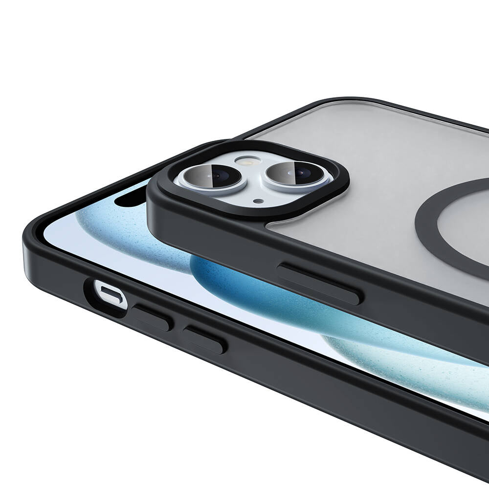 Apple iPhone 15 Plus Kılıf M-safe Şarj Özellikli Mat Arka Yüzey Zore Sio Kapak Derin Mor
