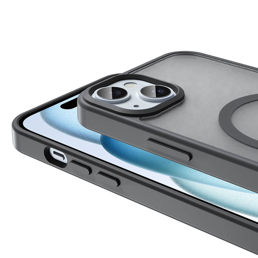 Apple iPhone 15 Plus Kılıf M-safe Şarj Özellikli Mat Arka Yüzey Zore Sio Kapak Kahverengi